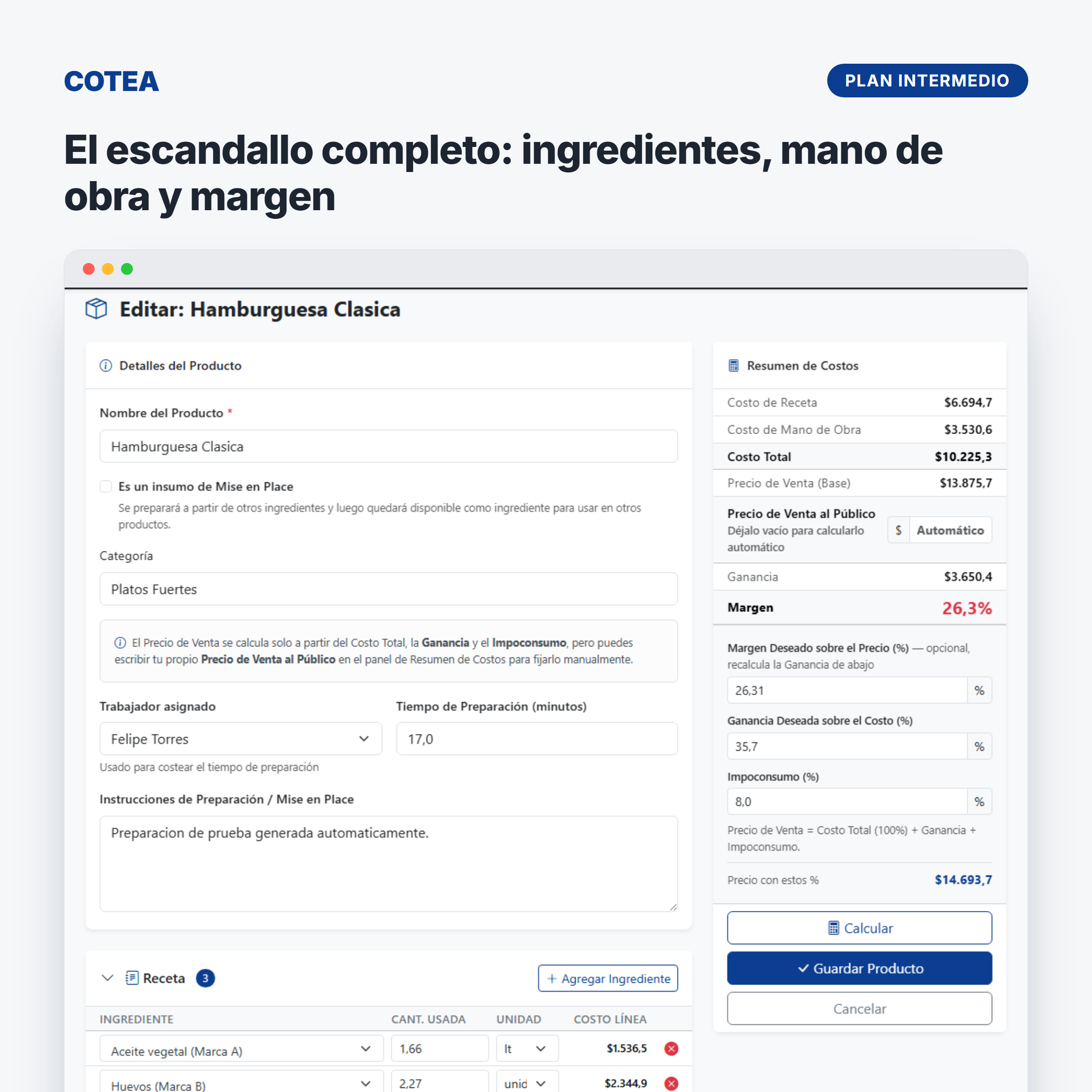 Costo y margen real de cada producto